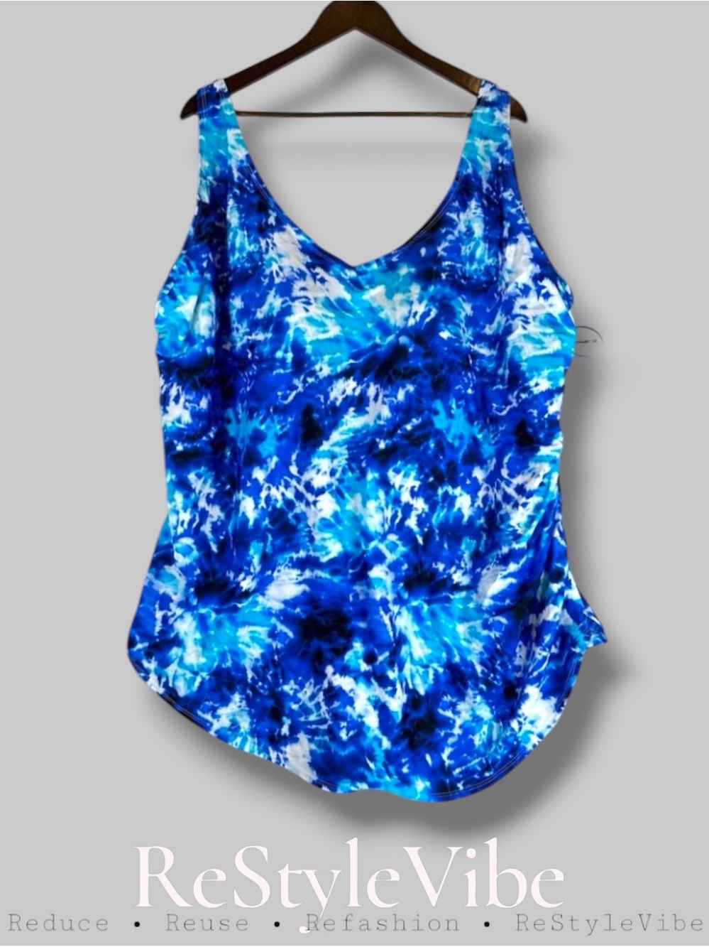 SWIMSUITS FOR ALL Women’s Plus Size 34 One Piece Swim Suit NWT Lined Tie-Die